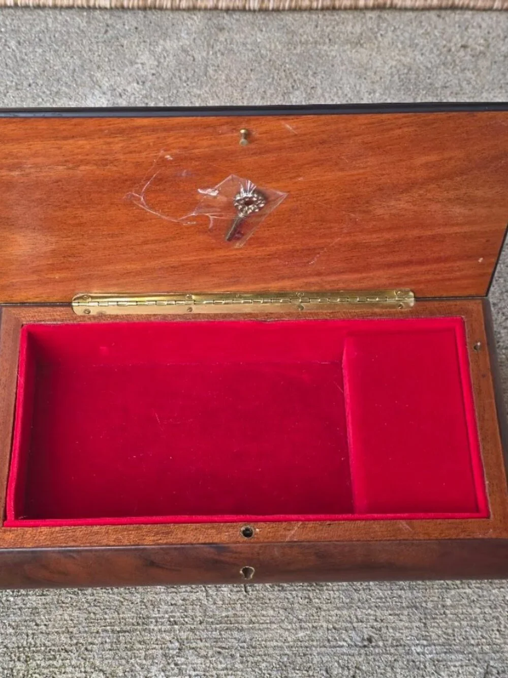 Vintage Italian Inlaid Wood Floral Musical Jewelry Box Original Key